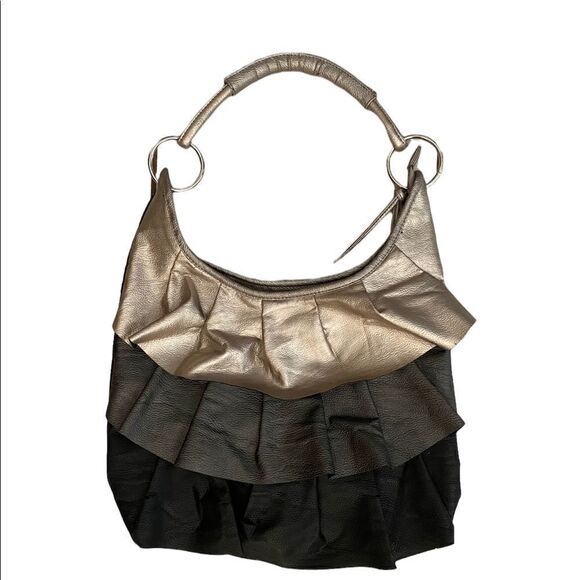 Woman’s Vinyl Ruffled Purse  - Picture 1 of 6